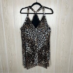 Swimsuits For All Racerback Leopard Tankini Top